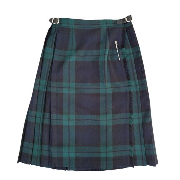 O'Neil of Dublin Plaid Kilt Irish Wrap Wool Blend Pin Tartan Blue Women 32 - Picture 1 of 12